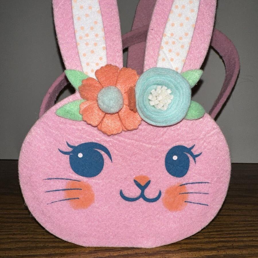Pink Felt Easter Girl Bunny Basket image