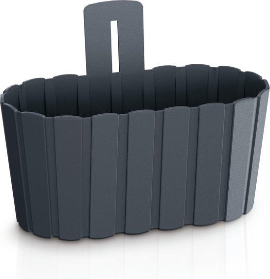 Oval Wall planter - 27 x 15 cm - kunststof - antraciet image